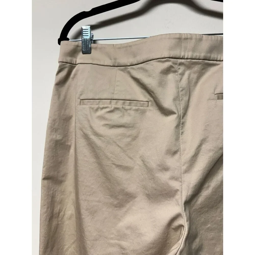 J. CREW Kate Straight Leg Pant, Tan, Cotton Blend, Flat Front, Sz 12 Tall